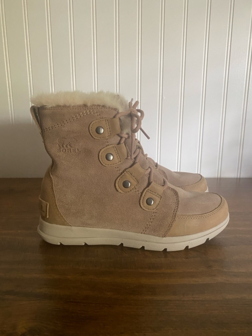 SOREL - Women's Tan Suede Faux-Fur Winter Ankle Boot